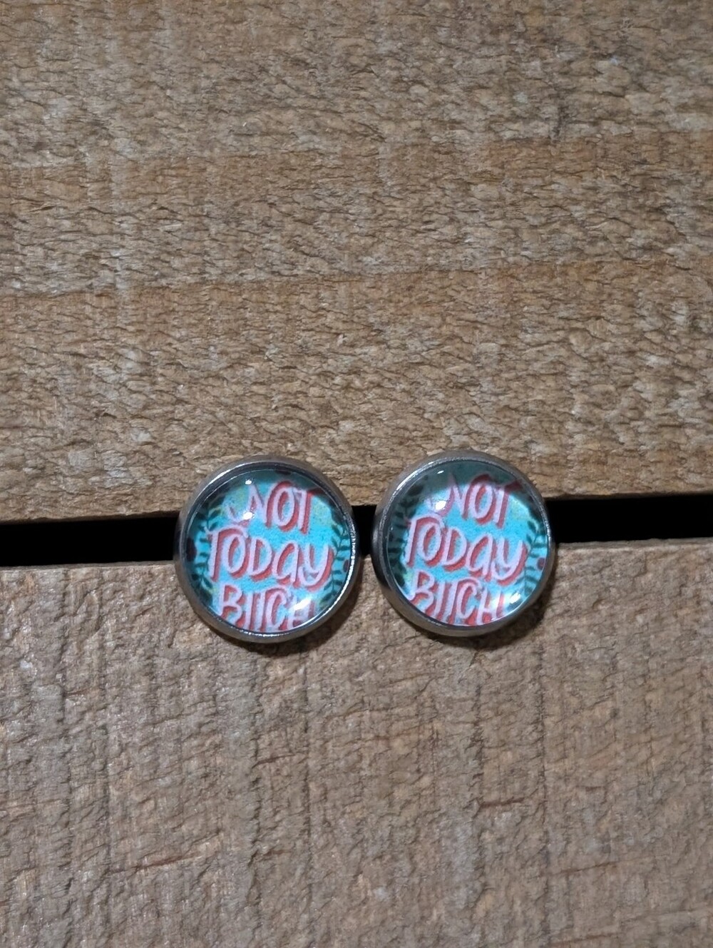 💟 Not Today Satan Handmade Stud Earrings